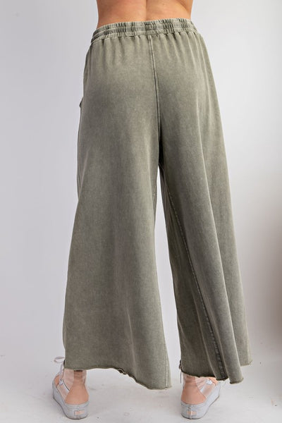 Shelby Washed Terry Knit Wide Leg Pants 2 Colors