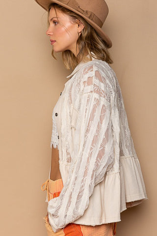 Kamryn Oversized Button Down Lace Top
