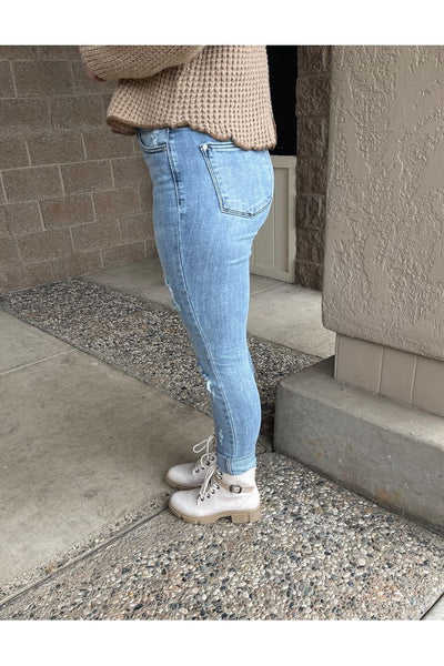 Olivia Judy Blue High Rise Cuffed Long Inseam Jean Size 1-24W