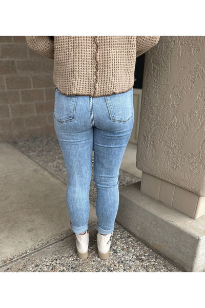 Olivia Judy Blue High Rise Cuffed Long Inseam Jean Size 1-24W
