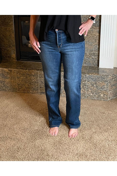 Hallie High Waist Hidden Button Fly Judy Blue Dad Jeans