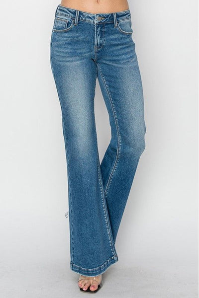 Amalia Medium Wash Low Rise Risen Flare Jeans