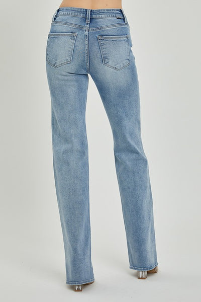 Raven Mid Rise Long Straight Risen Jeans