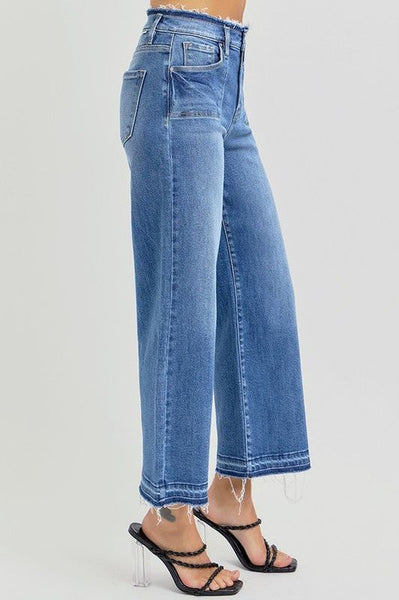 Kathy High Rise Crop Wide Leg Risen Jeans