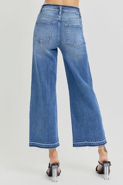 Kathy High Rise Crop Wide Leg Risen Jeans
