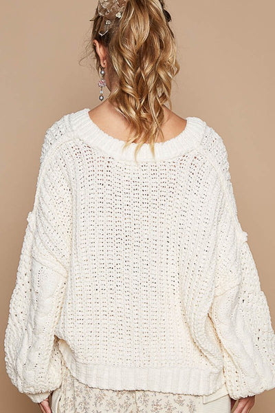Mallory V-Neck Semi Cropped Chenille Sweater