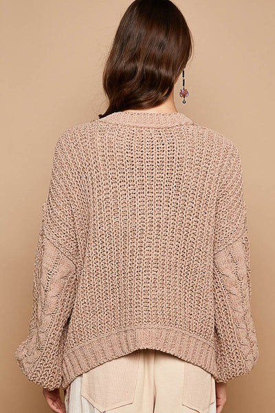 Mallory V-Neck Semi Cropped Chenille Sweater