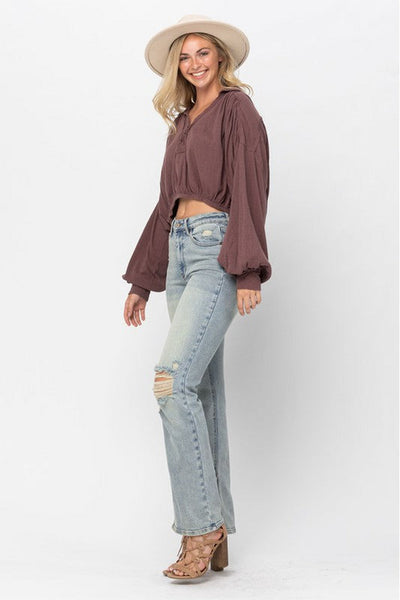 Murphy Judy Blue Straight Fit Jeans With Side Slit