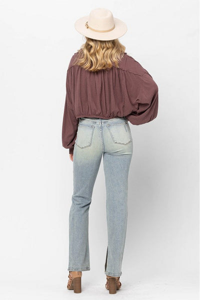 Murphy Judy Blue Straight Fit Jeans With Side Slit