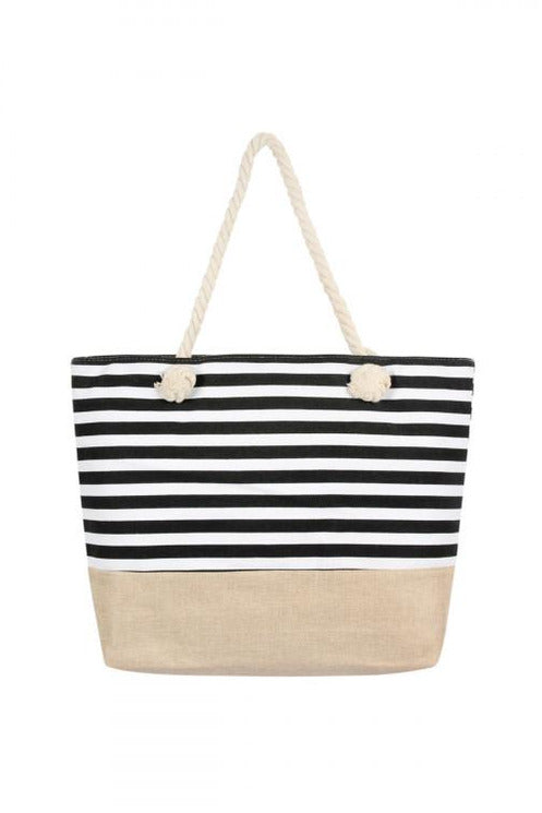 Tate Stripe Black & White Classic Tote