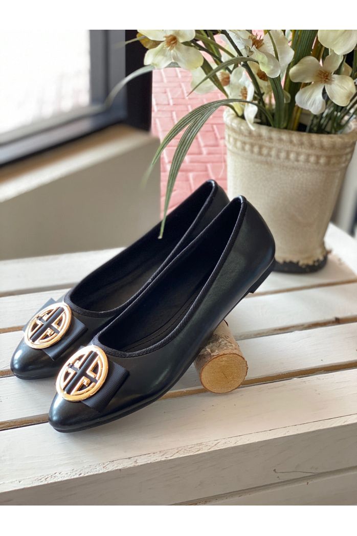 Black and discount gold ballet flats