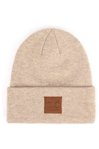 Recycled Yarn CC Suede Patch Beanie