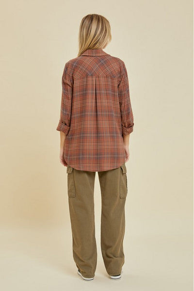 Cecilia Plaid Button Down Top 2 Colors