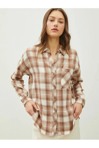 Camila Oversized Plaid Button Up Flannel Top