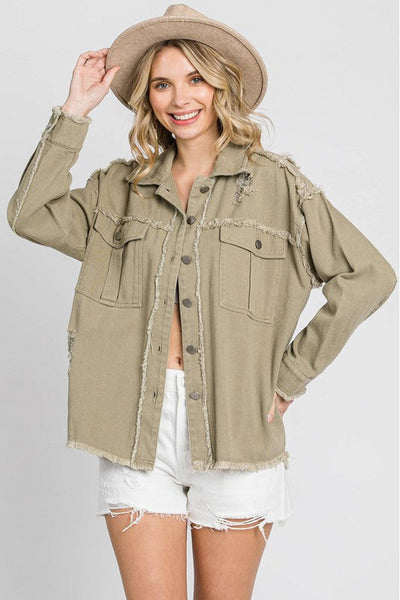 Andrea Distressed Cotton Twill Jacket