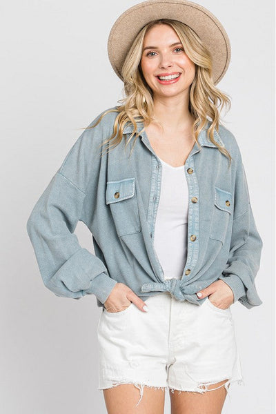 June Cozy Washed Knit Jacket 2 Colors