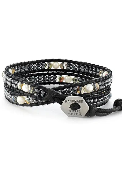 Zara Hematite & Freshwater Pearl Wrap Bracelet