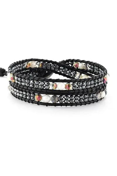 Zara Hematite & Freshwater Pearl Wrap Bracelet
