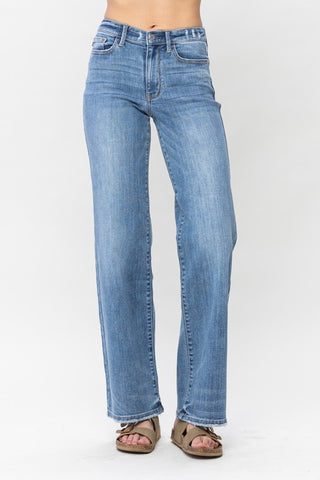 Gracie Mid Rise Vintage Wash Wide Leg Judy Blue Jeans