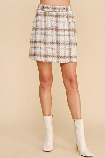 Charli Plaid Boucle Skirt With Pockets
