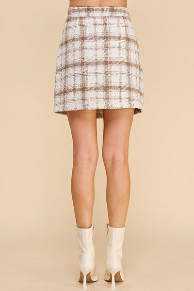 Charli Plaid Boucle Skirt With Pockets