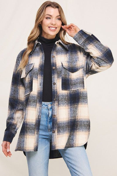 Tessa Brushed Plaid Relaxed Fit Jacket