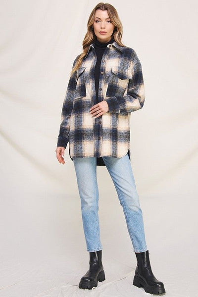 Tessa Brushed Plaid Relaxed Fit Jacket