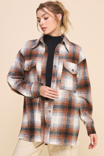 Tessa Brushed Plaid Relaxed Fit Jacket
