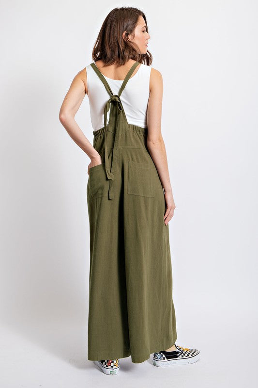 Ameri　FRILL DETAIL OVERALL Aylin Textured Linen Wide Leg Jumpsuit – Classic Trendz Boutique