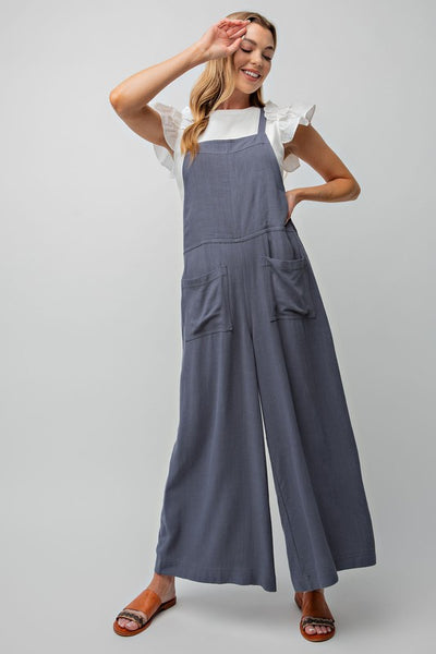 Aylin Textured Linen Wide Leg Jumpsuit