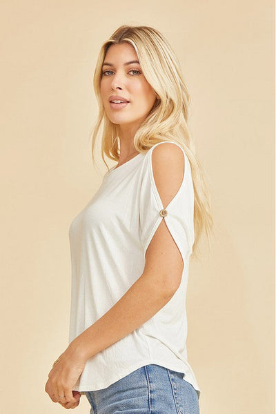 Zoey White Cold Shoulder Top