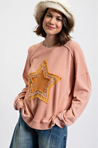 Saylor Star Patch Washed Terry Pullover Sweatshirt