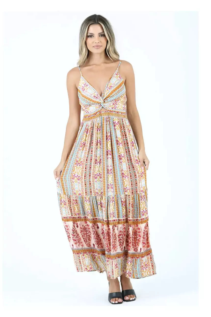 Valeria Mixed Print Maxi Dress