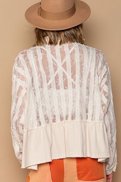 Kamryn Oversized Button Down Lace Top