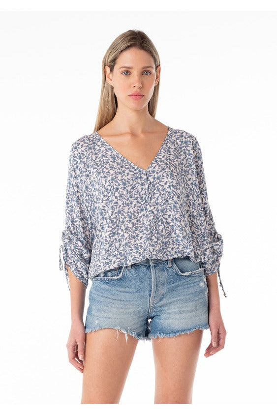 Brianna Blue Floral Blouse