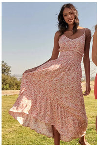Kinsley Peach Floral Maxi Dress