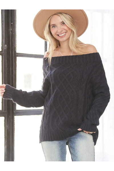 Jayleen Black Off The Shoulder Sweater Top