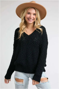 Sloan Chunky V-Neck Textured Sweater In 3 Colors