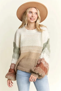 Dylan Puff Sleeve Ombre Sweater