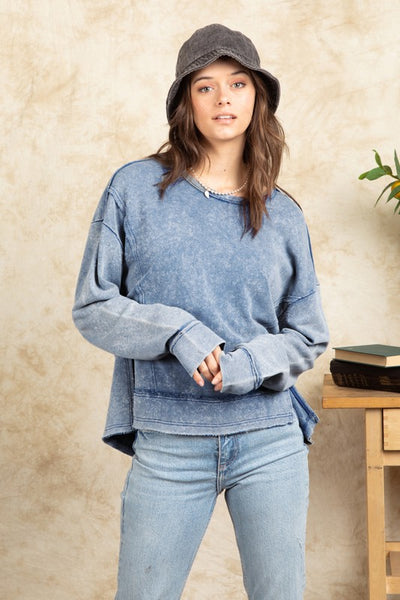 Wren Vintage Washed Long Sleeve Top In 3 Colors