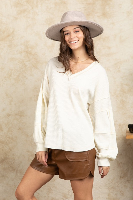 Liana V Neck Puff Sleeve Top 4 Colors