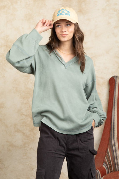 Liana V Neck Puff Sleeve Top 4 Colors