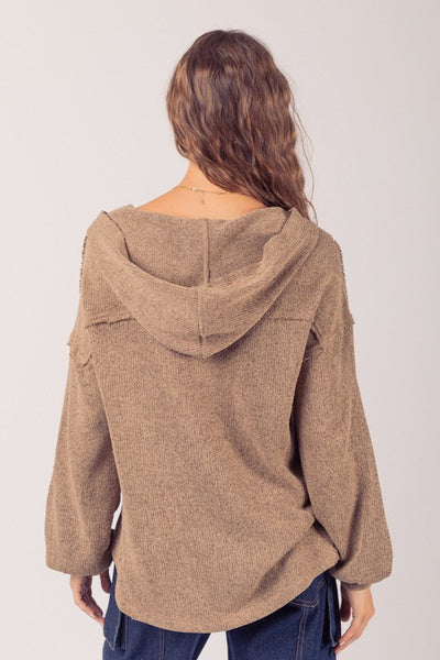 Mariana Oversized Knit Henley Hoodie Top