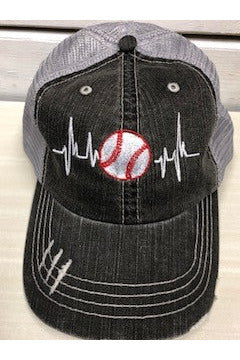Baseball Heartbeat Trucker Hat