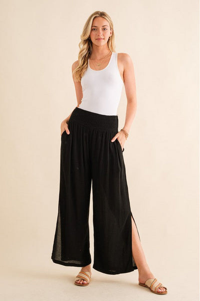 Emilia Smocked Wide Leg Palazzo Pants 2 Colors