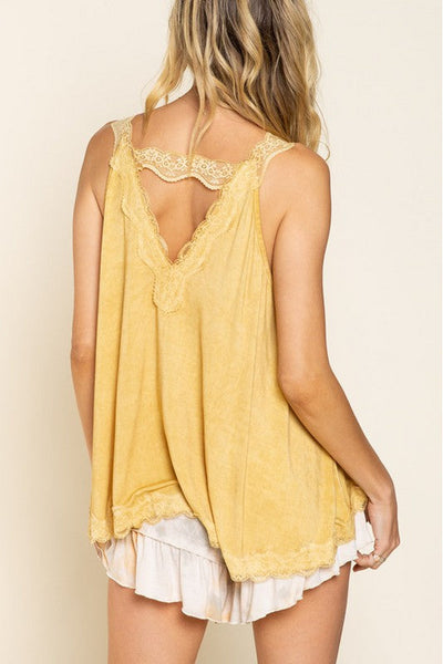Valerie Yellow Lace Detail Tank Top