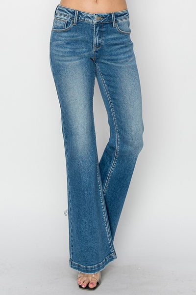 Amalia Medium Wash Low Rise Risen Flare Jeans