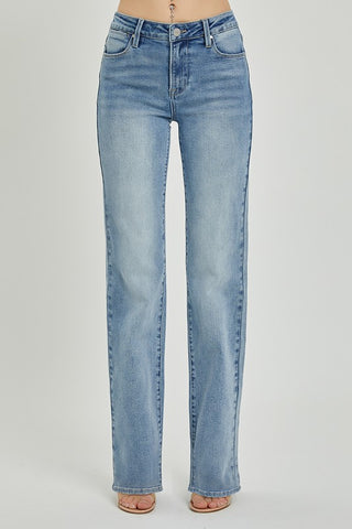 Raven Mid Rise Long Straight Risen Jeans