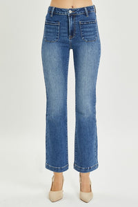 Francesca High Rise Patch Pocket Straight Risen Jeans