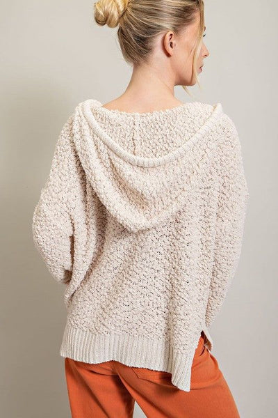Maggie Textured Knit Sweater With Hood